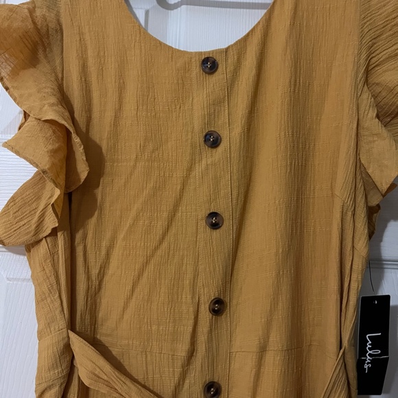 NWT Lulu's Sunny Day Dreamer Yellow Ruffled Button-Front Jumpsuit L - Picture 6 of 12